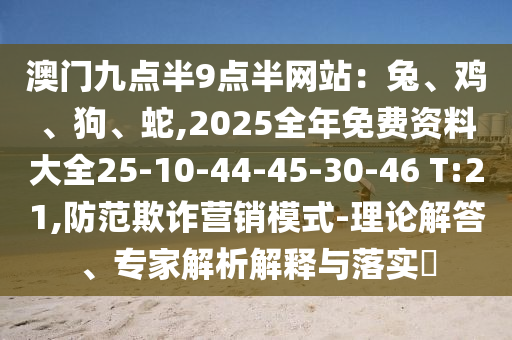 澳門九點半9點半網(wǎng)站：兔、雞、狗、蛇,2025全年免費資料大全25-10-44-45-30-46 T:21,防范欺詐營銷模式-理論解答、專家解析解釋與落實?
