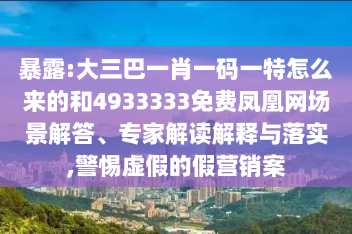 暴露:大三巴一肖一碼一特怎么來的和4933333免費鳳凰網(wǎng)場景解答、專家解讀解釋與落實,警惕虛假的假營銷案
