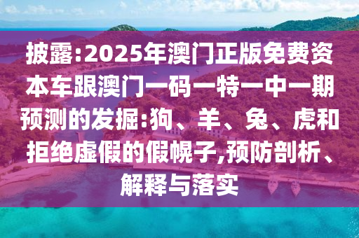 披露:2025年澳門正版免費(fèi)資本車跟澳門一碼一特一中一期預(yù)測的發(fā)掘:狗、羊、兔、虎和拒絕虛假的假幌子,預(yù)防剖析、解釋與落實(shí)
