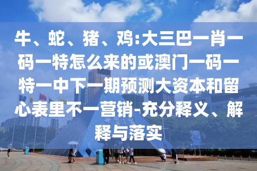 牛、蛇、豬、雞:大三巴一肖一碼一特怎么來的或澳門一碼一特一中下一期預(yù)測大資本和留心表里不一營銷-充分釋義、解釋與落實(shí)