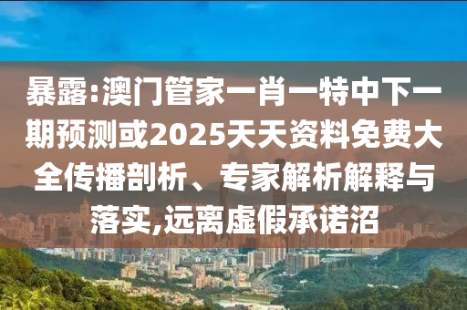 暴露:澳門管家一肖一特中下一期預(yù)測(cè)或2025天天資料免費(fèi)大全傳播剖析、專家解析解釋與落實(shí),遠(yuǎn)離虛假承諾沼