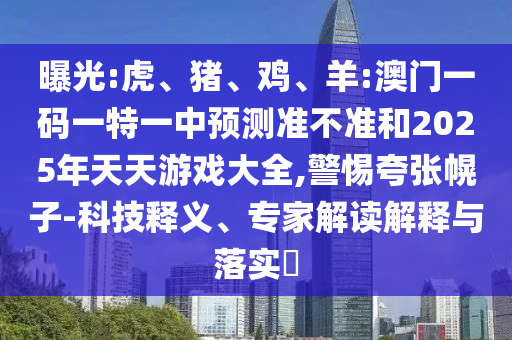曝光:虎、豬、雞、羊:澳門一碼一特一中預(yù)測(cè)準(zhǔn)不準(zhǔn)和2025年天天游戲大全,警惕夸張幌子-科技釋義、專家解讀解釋與落實(shí)?