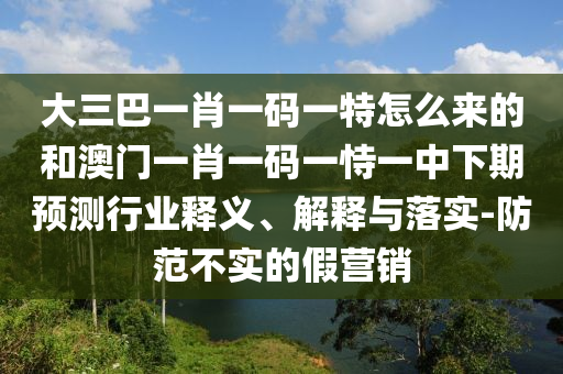 大三巴一肖一碼一特怎么來的和澳門一肖一碼一恃一中下期預測行業(yè)釋義、解釋與落實-防范不實的假營銷
