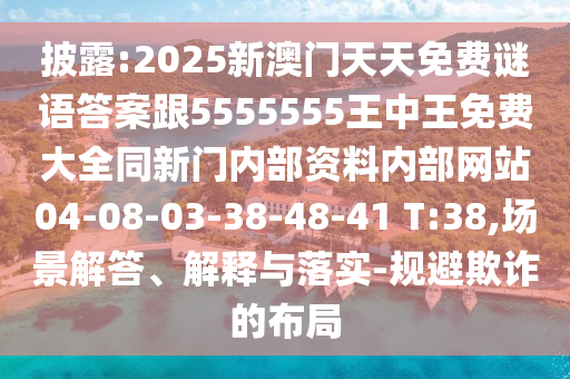 披露:2025新澳門天天免費(fèi)謎語答案跟5555555王中王免費(fèi)大全同新門內(nèi)部資料內(nèi)部網(wǎng)站04-08-03-38-48-41 T:38,場景解答、解釋與落實(shí)-規(guī)避欺詐的布局
